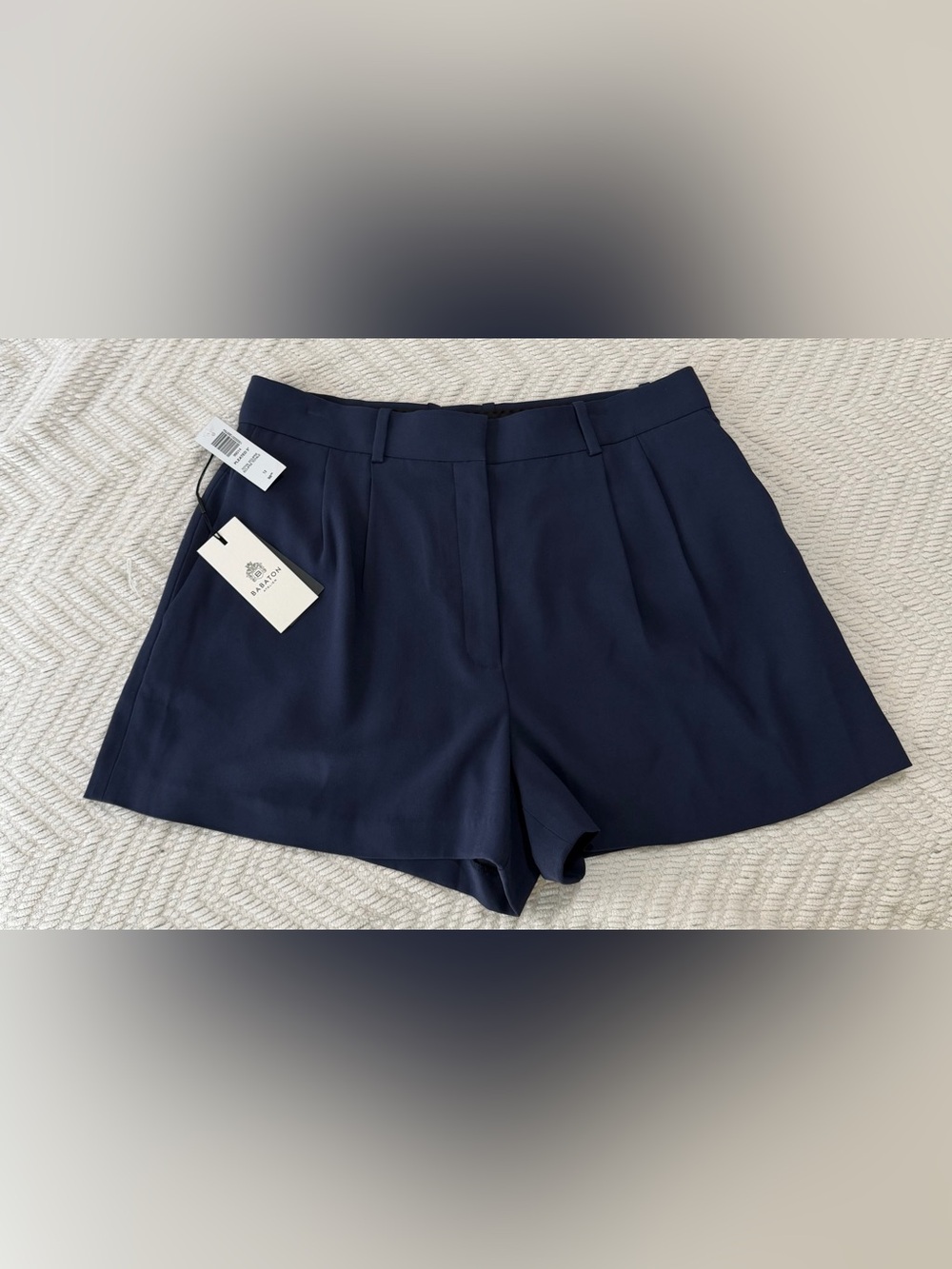 NWT BABATON  Tailored Pleated 3’ Shorts in “ total eclipse” navy -size 12